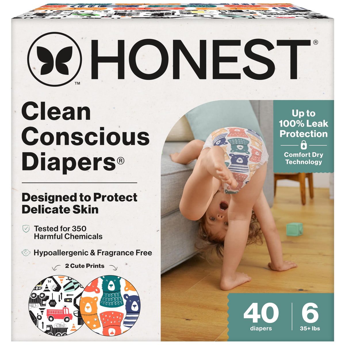 The Honest Company Daytime Diapers, Pattern Play, Size 1, 78 Count