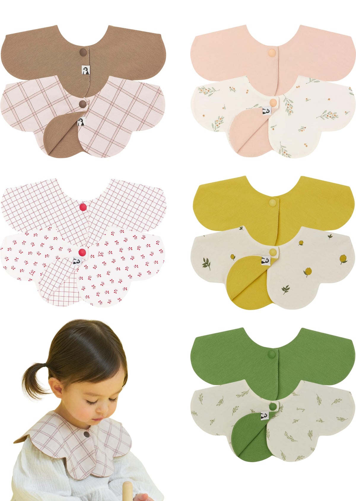 Konny Baby Bib 3/5/7-Pack Set, 360 ° Rotate, Soft and Absorbent Drooling for Toddler Boys Girls Baby Essentials