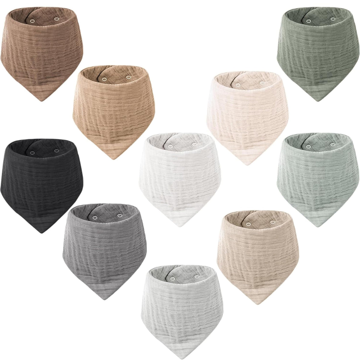 Konssy 10 Pack Baby Muslin Bandana Bibs for Drooling and Teething