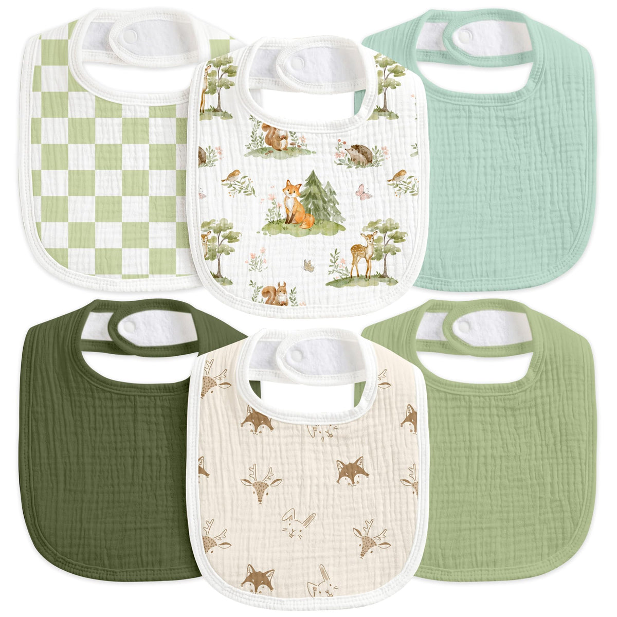 6-Pack Muslin Baby Bibs for Drooling & Teething, Absorbent Bib