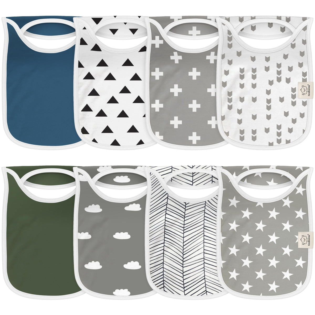 KeaBabies 8-Pack Bibs for Baby Girls, Boys Pullover Baby Bibs 6-36M (Brick)
