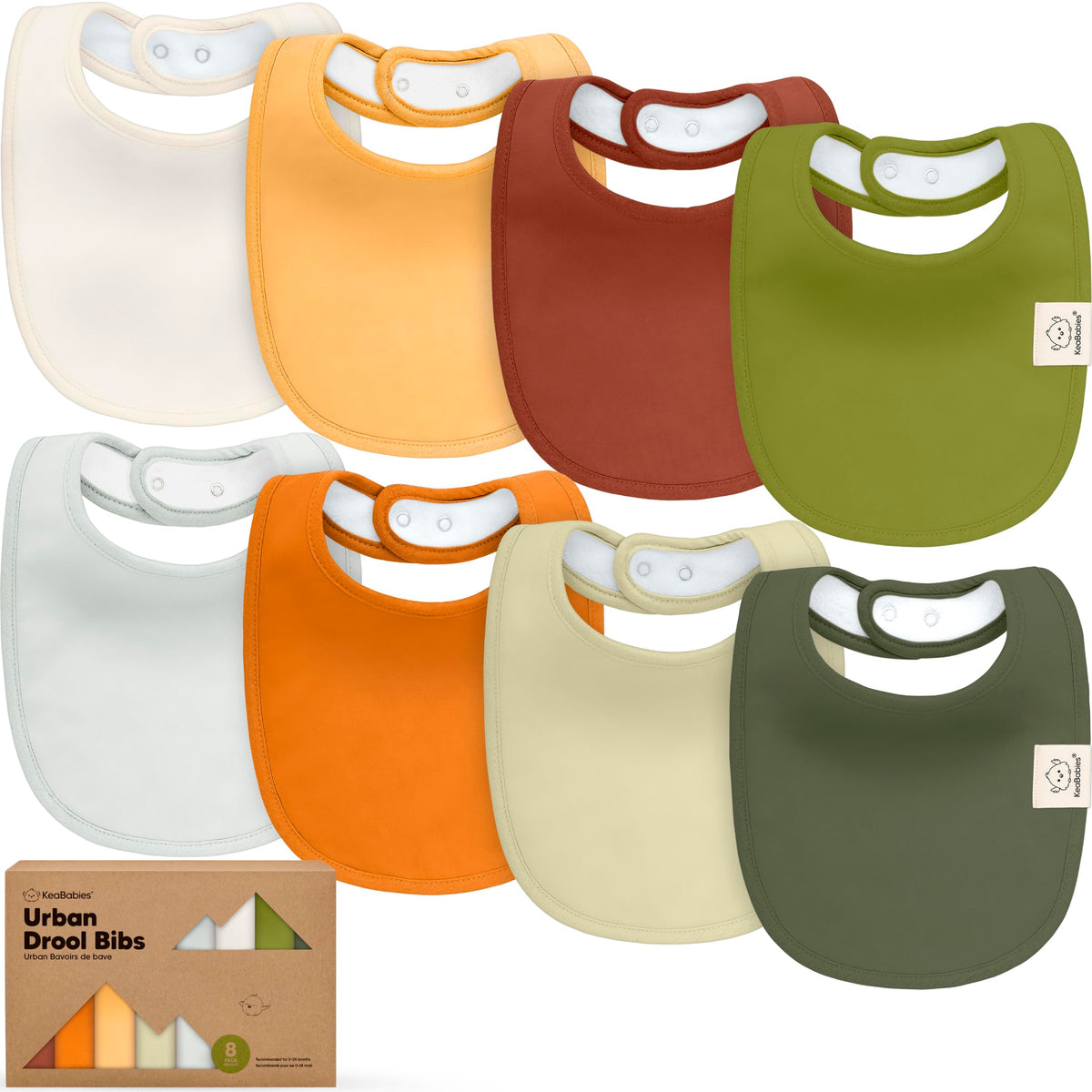 KeaBabies 8-Pack Organic Baby Bibs for Drooling and Teething (Sweet Charm)