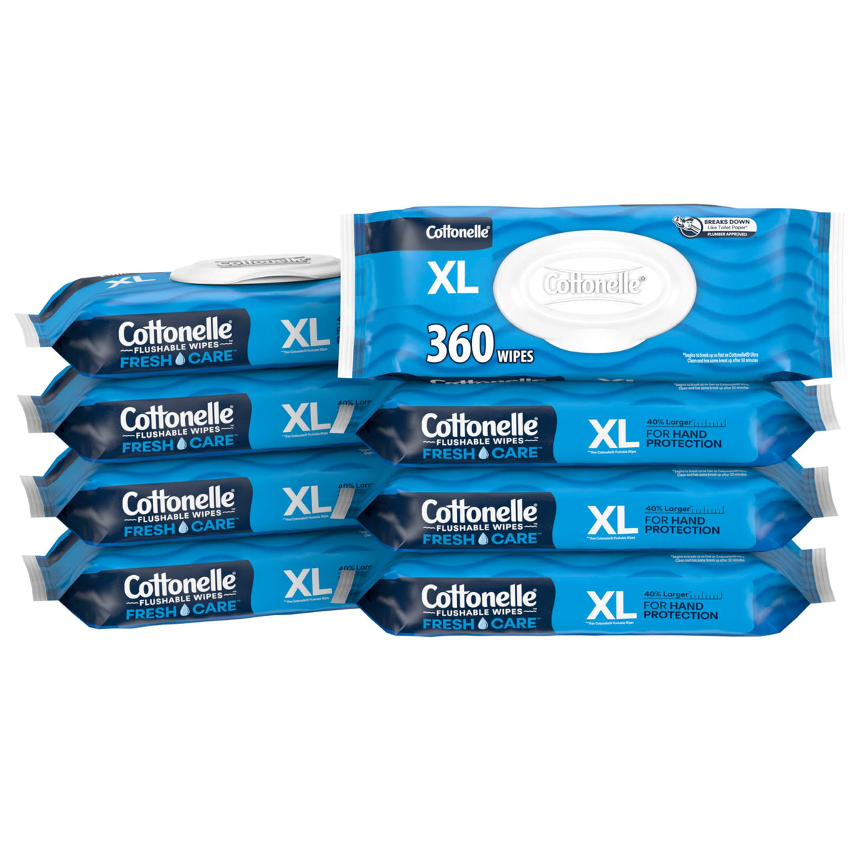 Cottonelle Fresh Feel Flushable Wet Wipes, Adult Wet Wipes, 8 Flip-Top Packs, 42 Wipes Per Pack (336 Total Wipes)