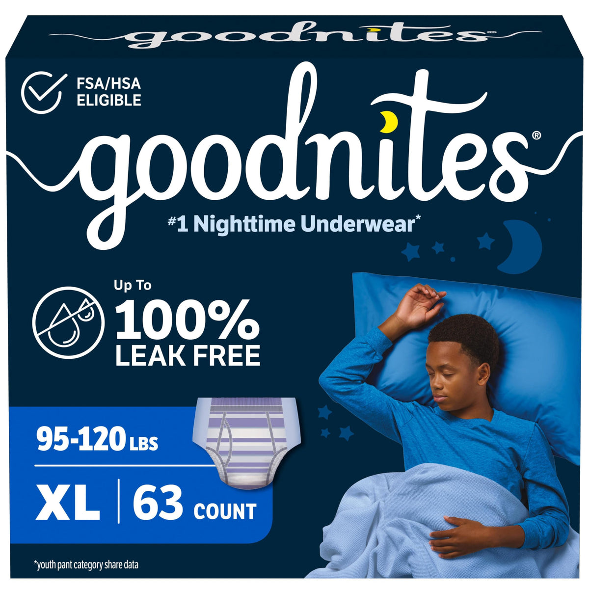 GoodNites Boys Nighttime Underwear, Size Large, 34 Ct, 2 Packs of 17