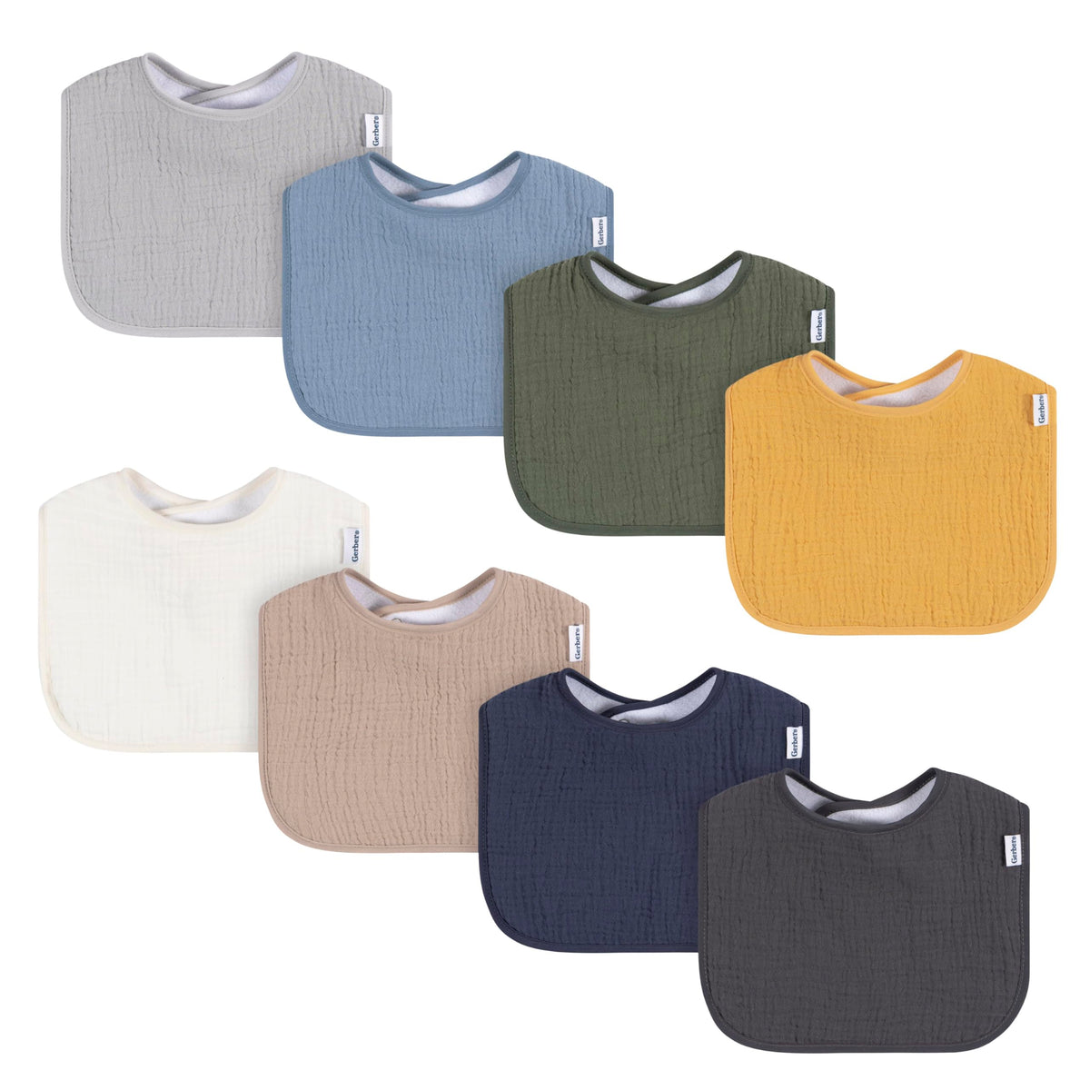 Gerber Baby Boys & Girls Muslin 8 Pack Drooling Bibs