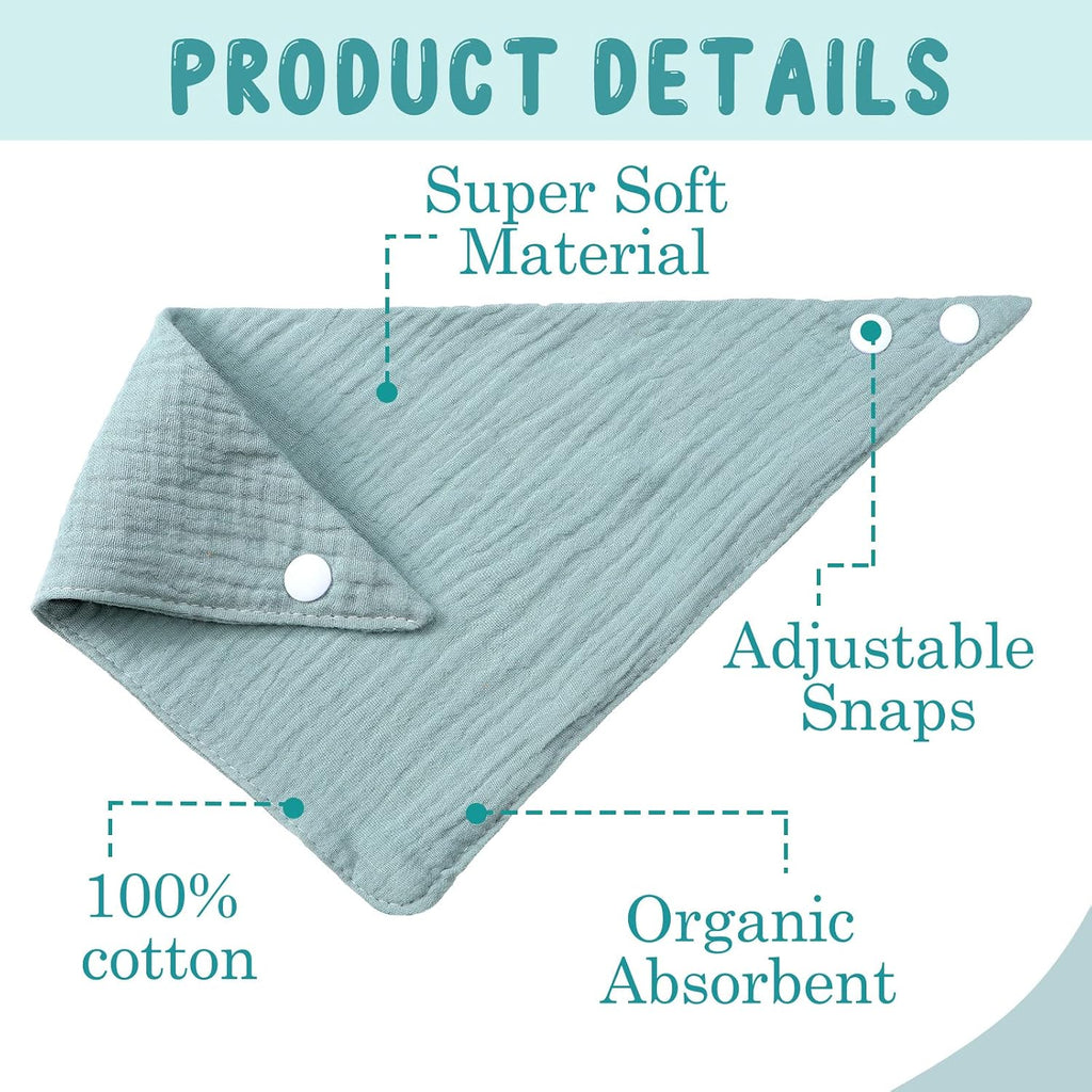 Funtery 8 Pcs Adult Drool Bibs Absorbent Bandana, Soft 8 Colors
