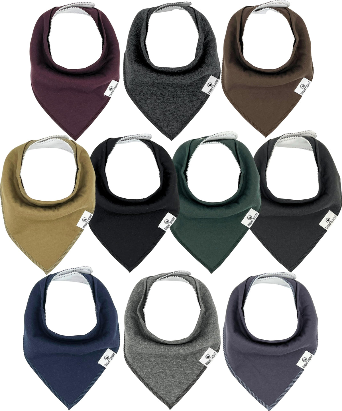 Diaper Squad 10-Pack Organic Cotton Baby Bibs for Baby Boy, Girl