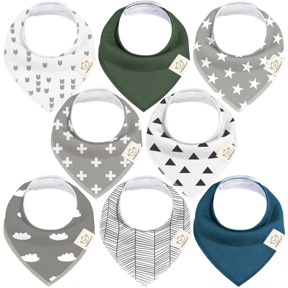 8pk Organic Baby Bandana Bibs for Drooling and Teething (Muted Pastel)