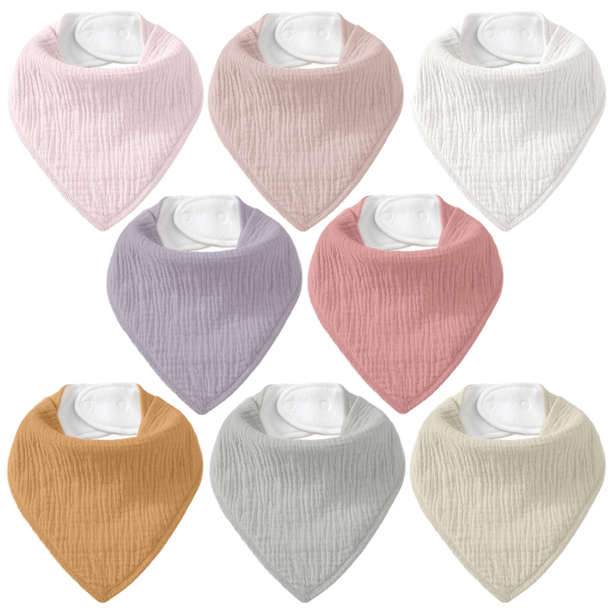 8 Pack Muslin Baby Bandana Bibs for Drooling and Teething