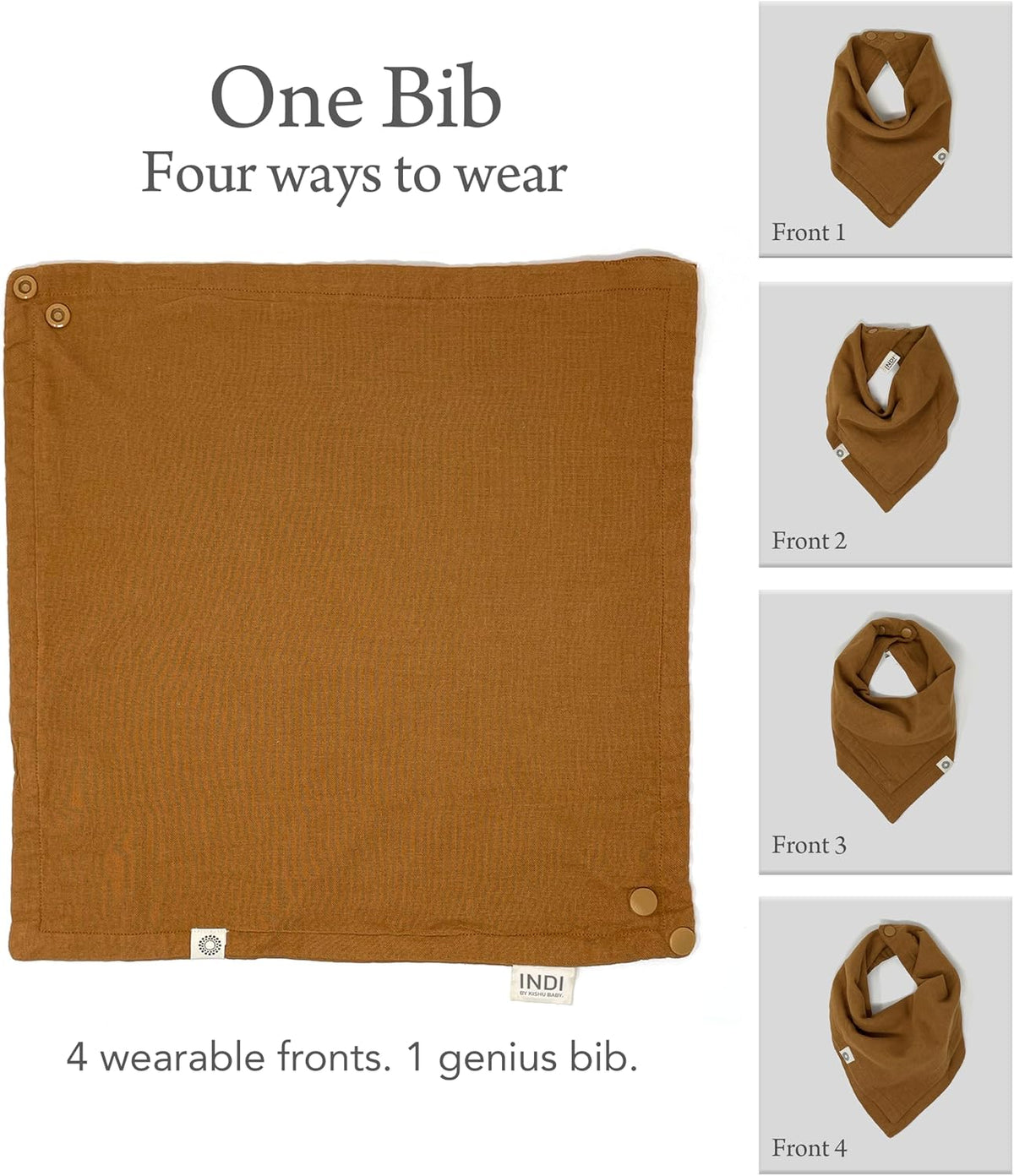 Indi Organic Baby Bandana Bibs – Fairtrade 4-Way Reversible Drool Bibs 5PK