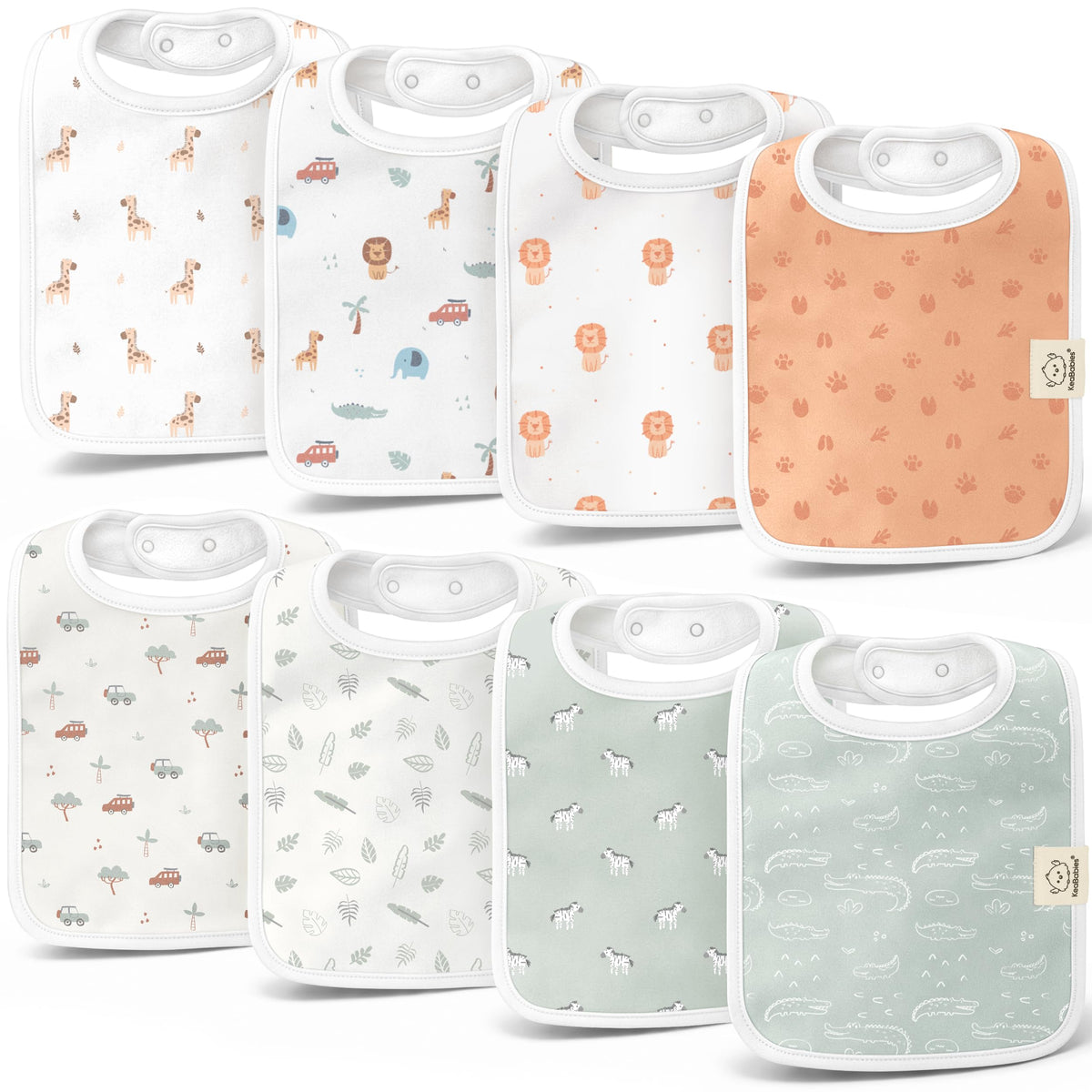 KeaBabies 8-Pack Organic Baby Bibs for Boys, Girls Drool Bibs (Cruise)
