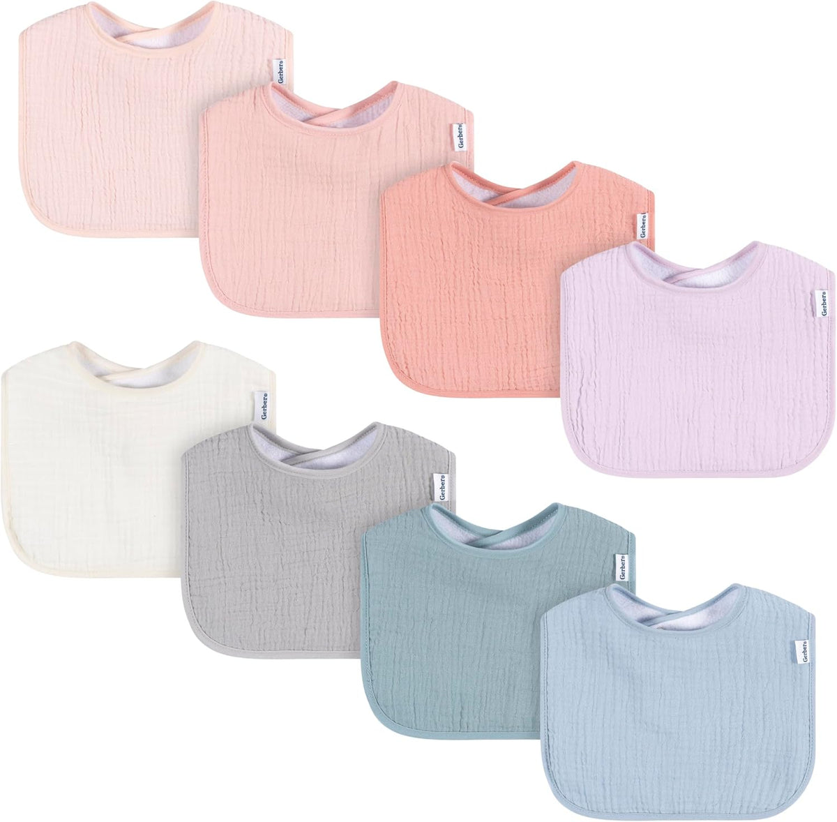 Gerber Baby Boys & Girls Muslin 8 Pack Drooling Bibs