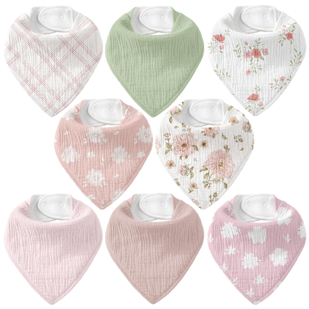 8 Pack Muslin Baby Bandana Bibs for Drooling and Teething