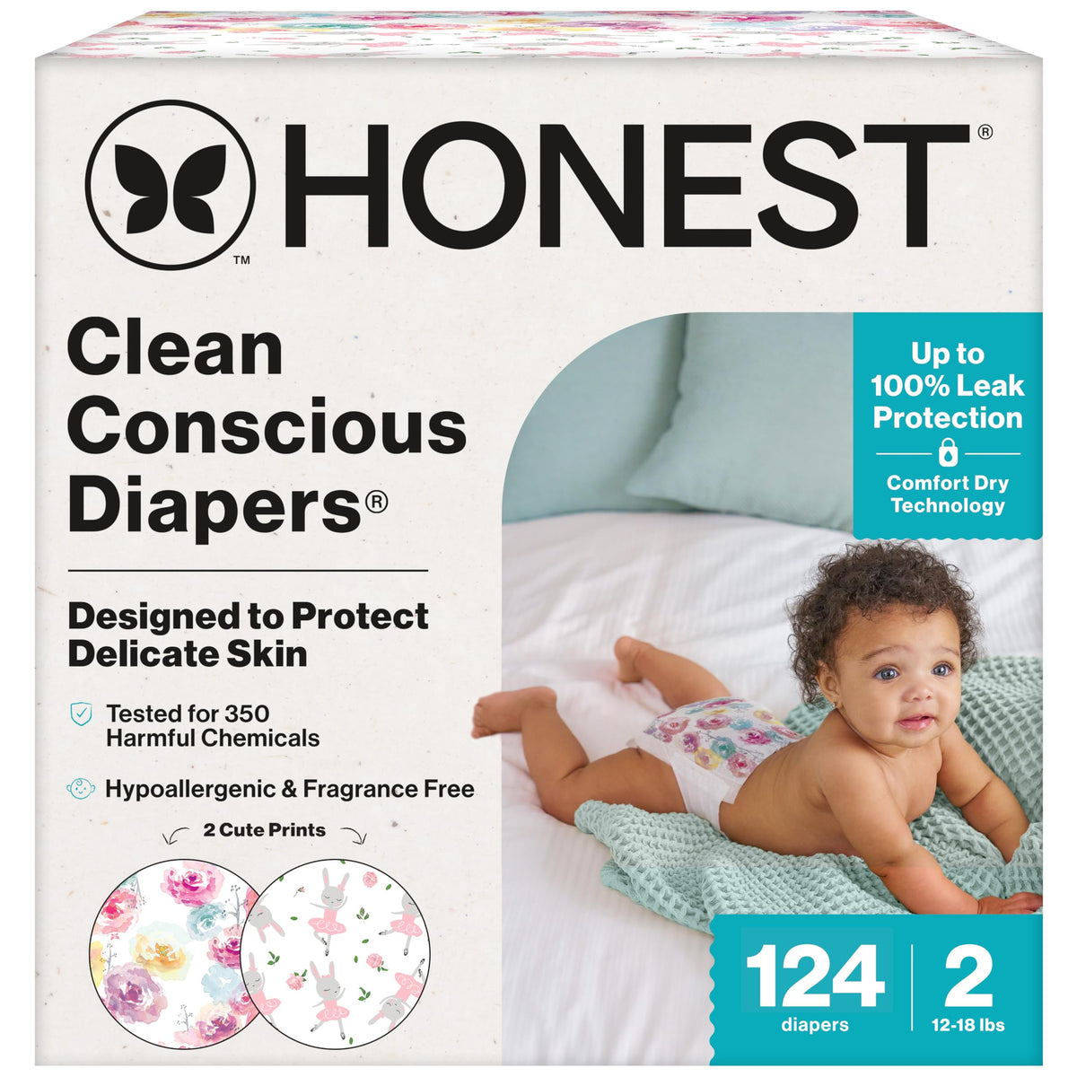 The Honest Company Daytime Daytime Diapers, All the Alpacas, Size 1, 136 Ct