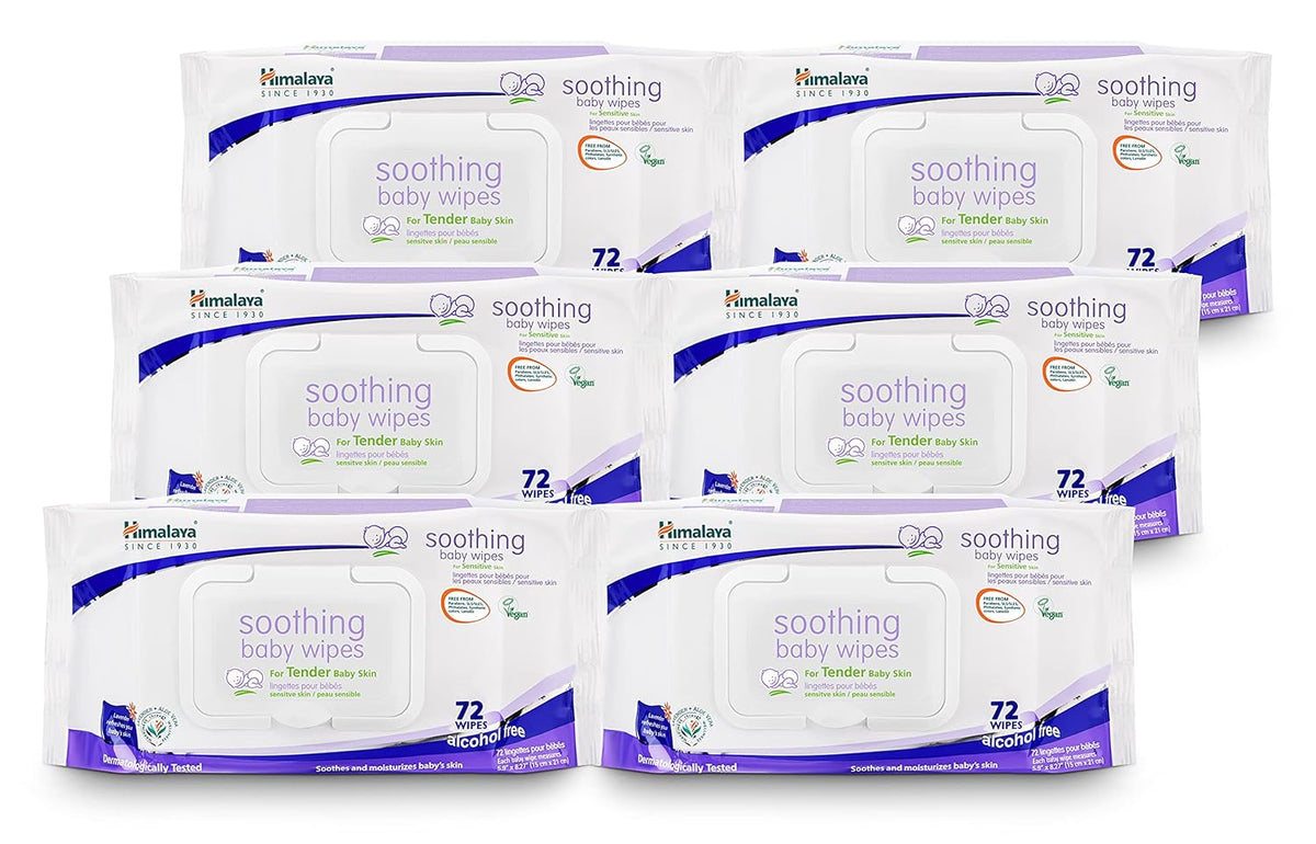 Himalaya Soothing Baby Calming Wipes, 72 ct, 6 Pack (432 Total)