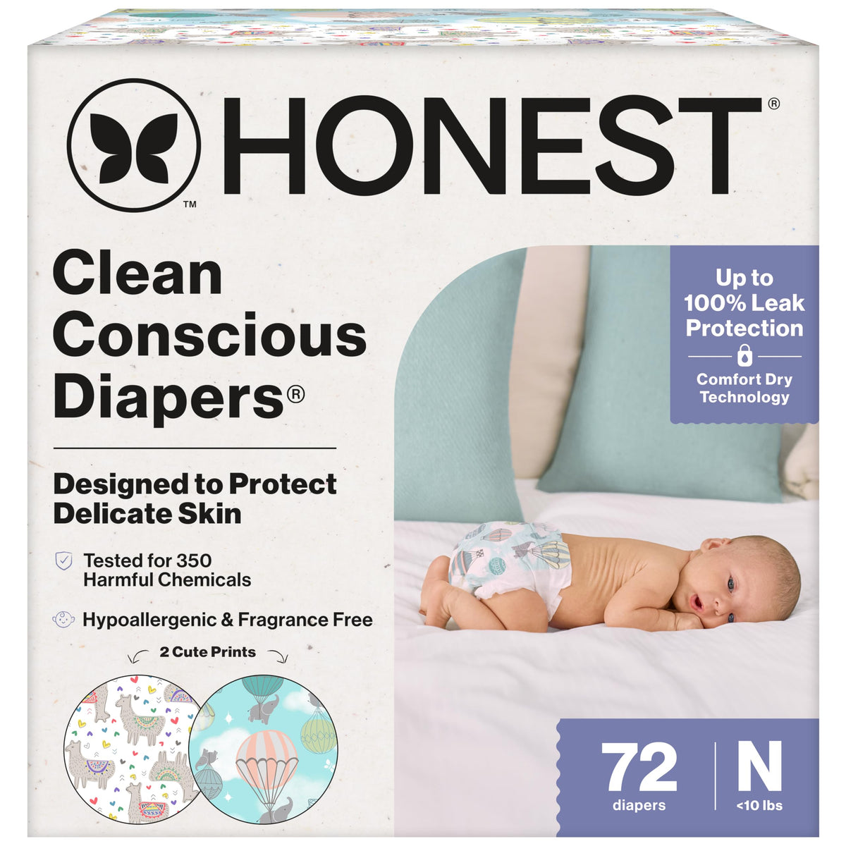 The Honest Company Daytime Diapers, Pattern Play, Size 1, 78 Count