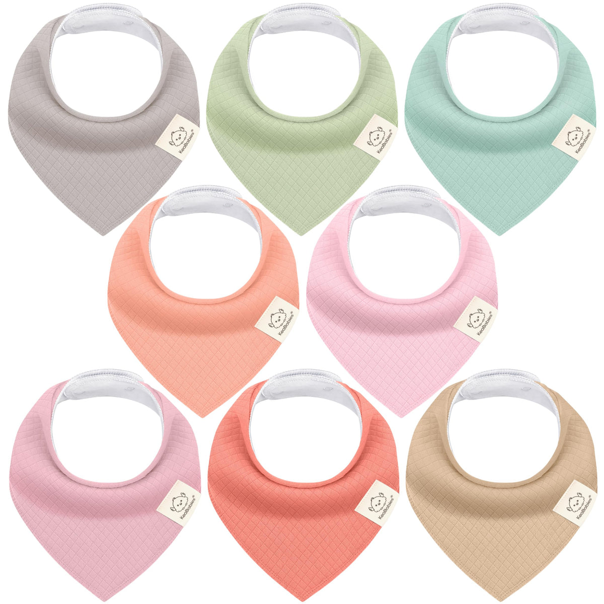 8pk Organic Baby Bandana Bibs for Drooling and Teething (Muted Pastel)