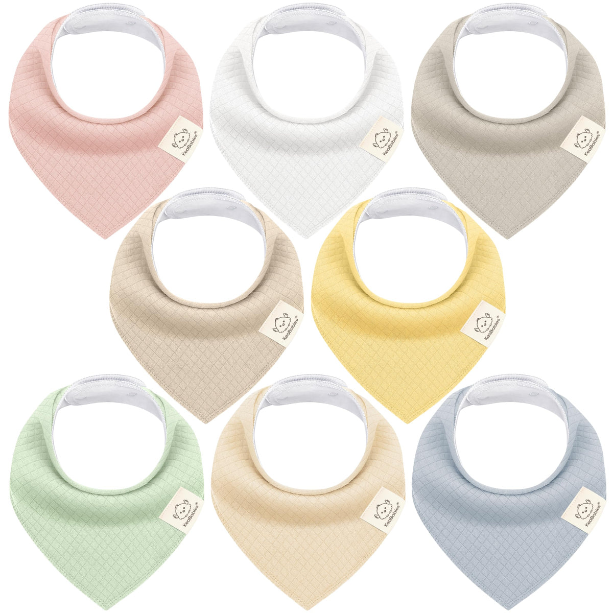 8pk Organic Baby Bandana Bibs for Drooling and Teething (Muted Pastel)