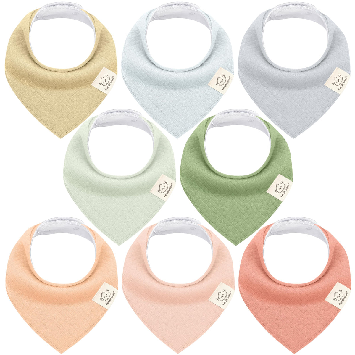 8pk Organic Baby Bandana Bibs for Drooling and Teething (Muted Pastel)