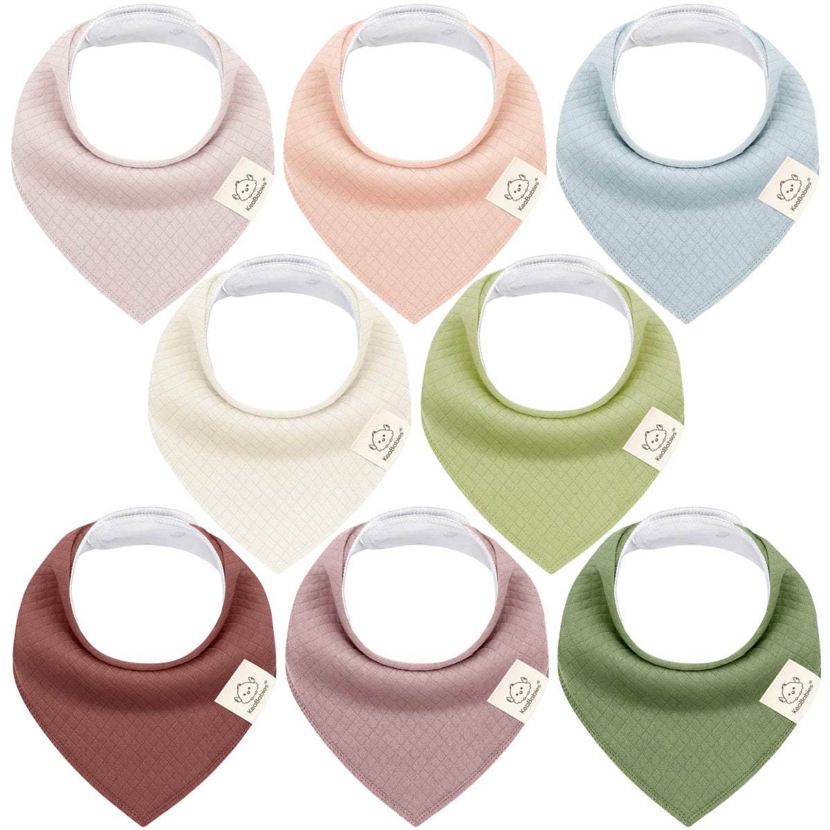 8pk Organic Baby Bandana Bibs for Drooling and Teething (Muted Pastel)