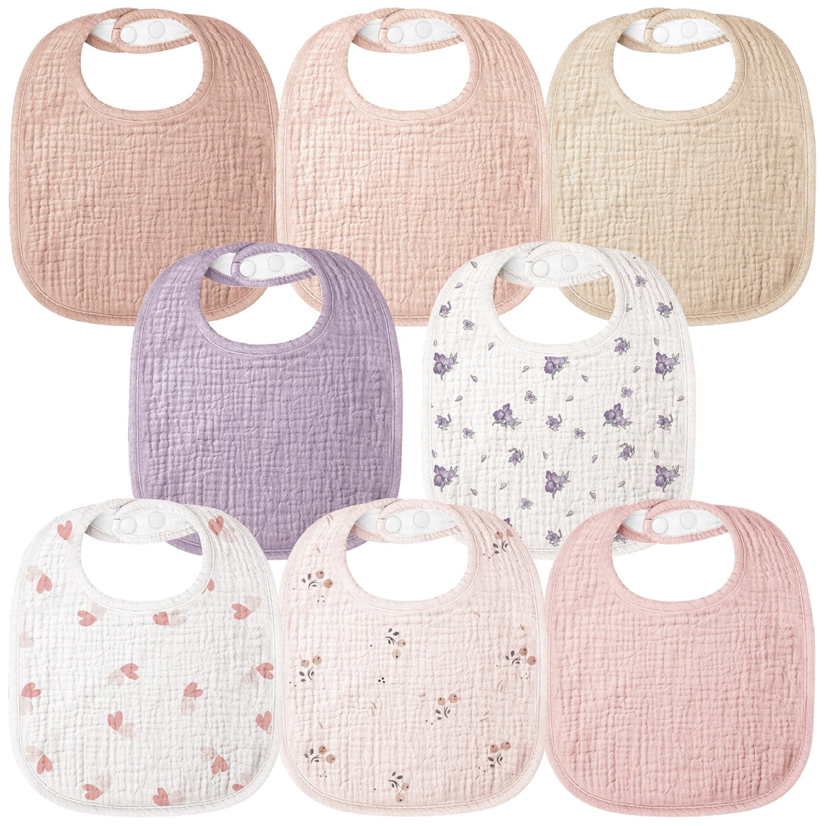 Bearmoss Baby Bibs for Drooling and Teething 100% Cotton Muslin Bibs