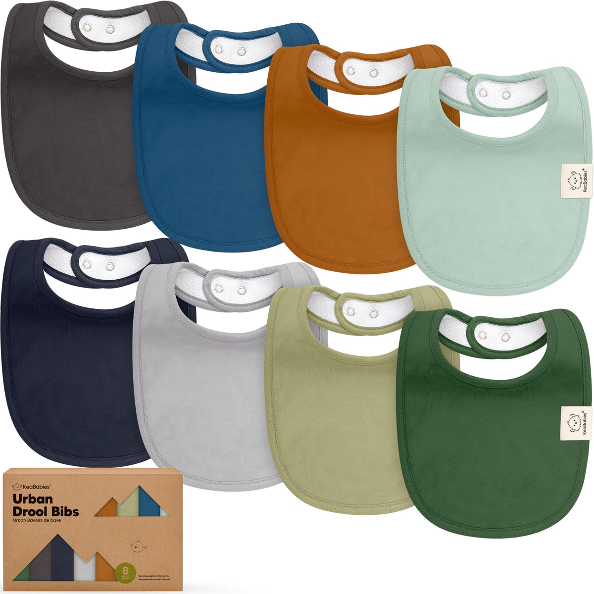KeaBabies 8-Pack Organic Baby Bibs for Drooling and Teething (Sweet Charm)