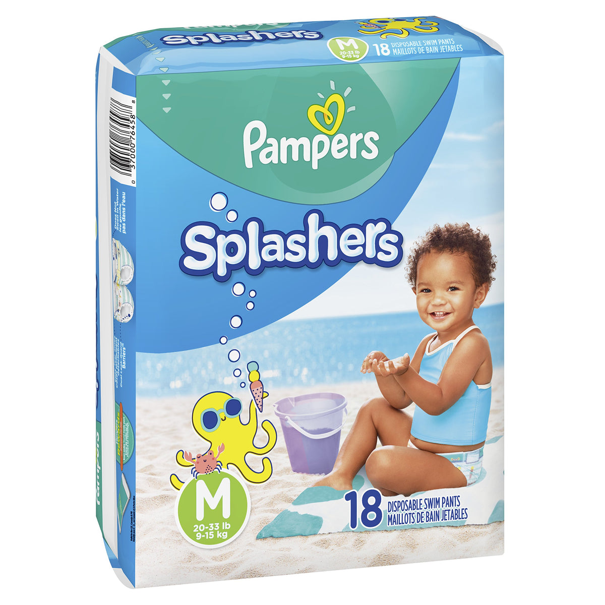Pampers Splashers Swim Diapers, Size 4, 18 Count, Disposable Swim Diapers, Contains Mess, No Swell