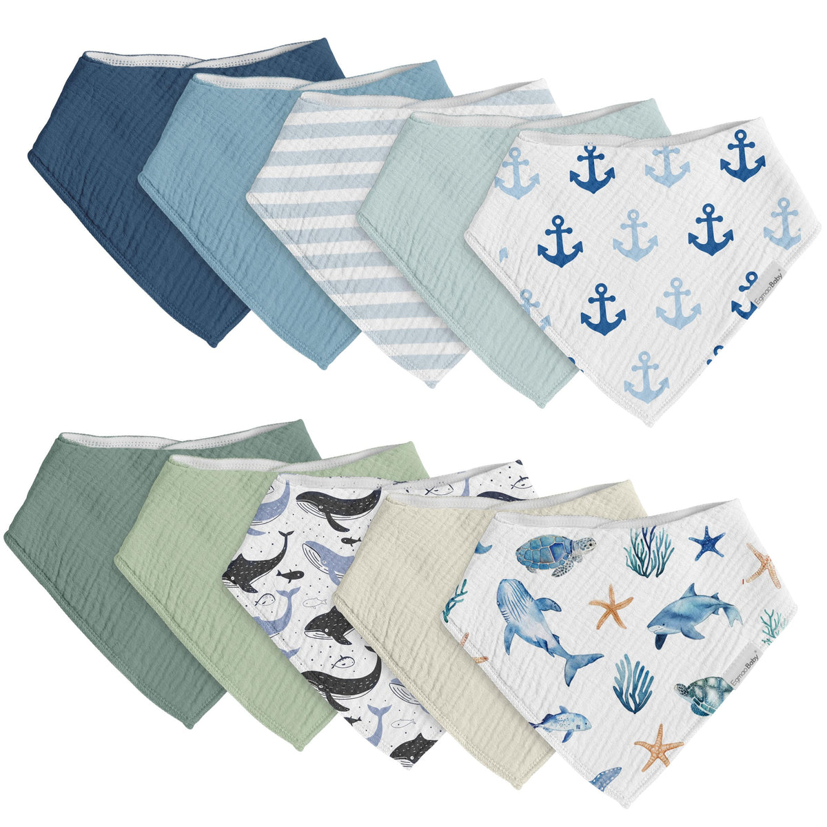 Muslin Baby Bibs for Boys Girls,10 Pack Super Absorbent Baby Bandana Drool Bibs Set for Teething and Drooling,100% Cotton Soft for Infant,Newborn