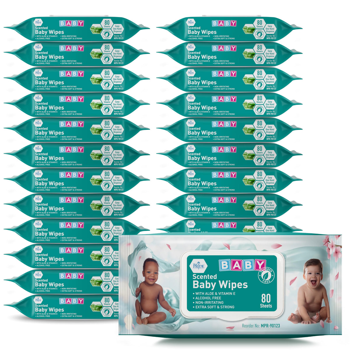 MED PRIDE Scented Baby Wipes with Aloe & Vitamin E,Alcohol-Free, 960Ct