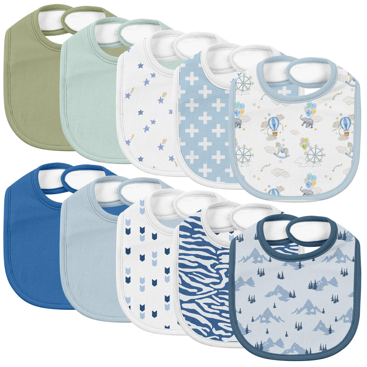 10 Pack Cotton Snap Bibs for Baby Boy Girl, Super Soft Drool Bibs for Teething and Feeding