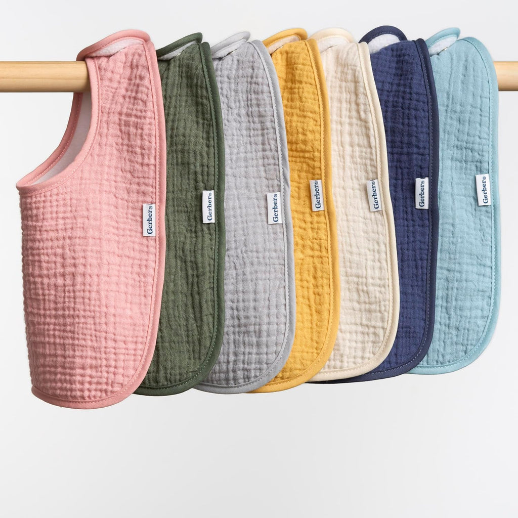 Gerber Baby Boys & Girls Muslin 8 Pack Drooling Bibs