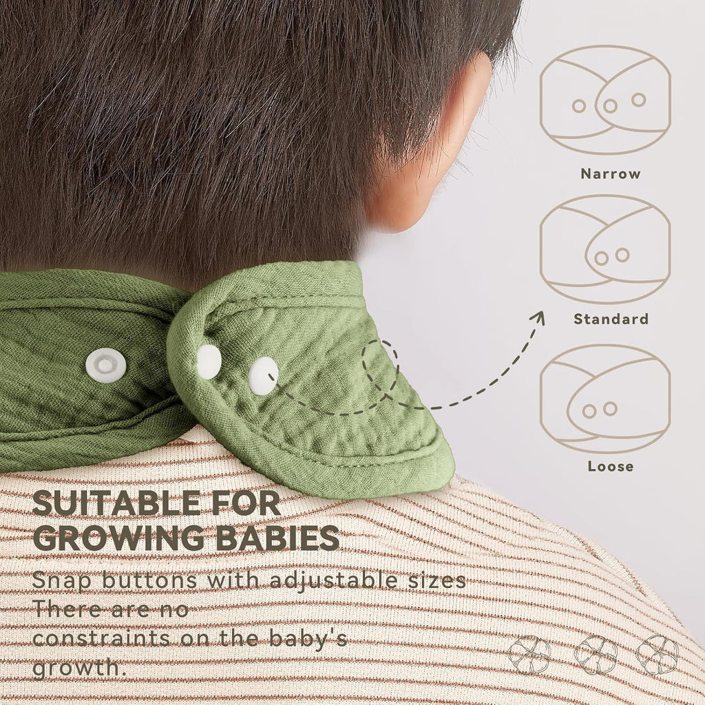 Muslin Baby Bibs for Unisex Boys Girls, Cotton Drool Bibs, Adjustable Newborn Bibs for Drooling and Teething