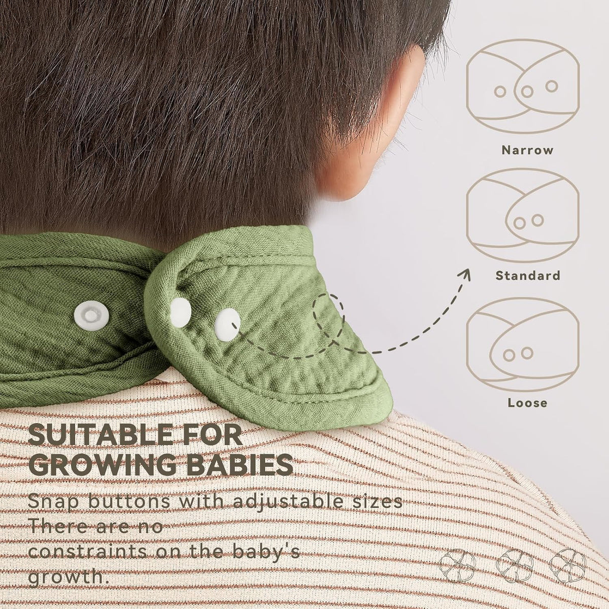 Muslin Baby Bibs for Unisex Boys Girls, Cotton Drool Bibs, Adjustable Newborn Bibs for Drooling and Teething