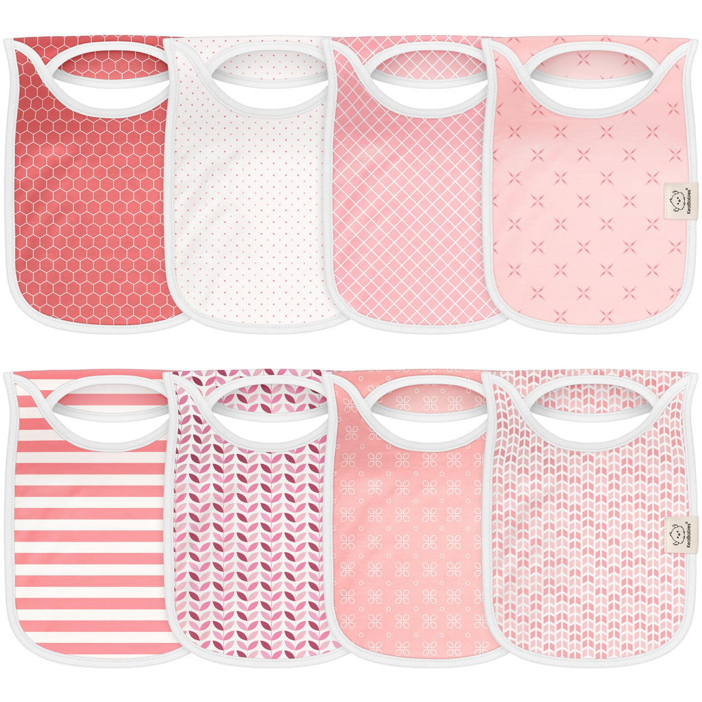 KeaBabies 8-Pack Bibs for Baby Girls, Boys Pullover Baby Bibs 6-36M (Brick)