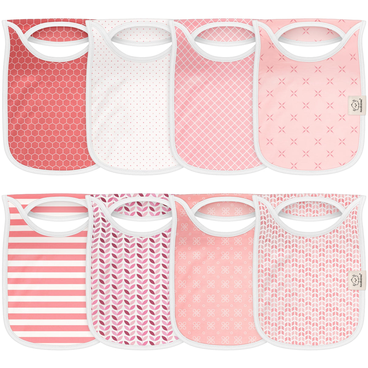 KeaBabies 8-Pack Bibs for Baby Girls, Boys Pullover Baby Bibs 6-36M (Brick)