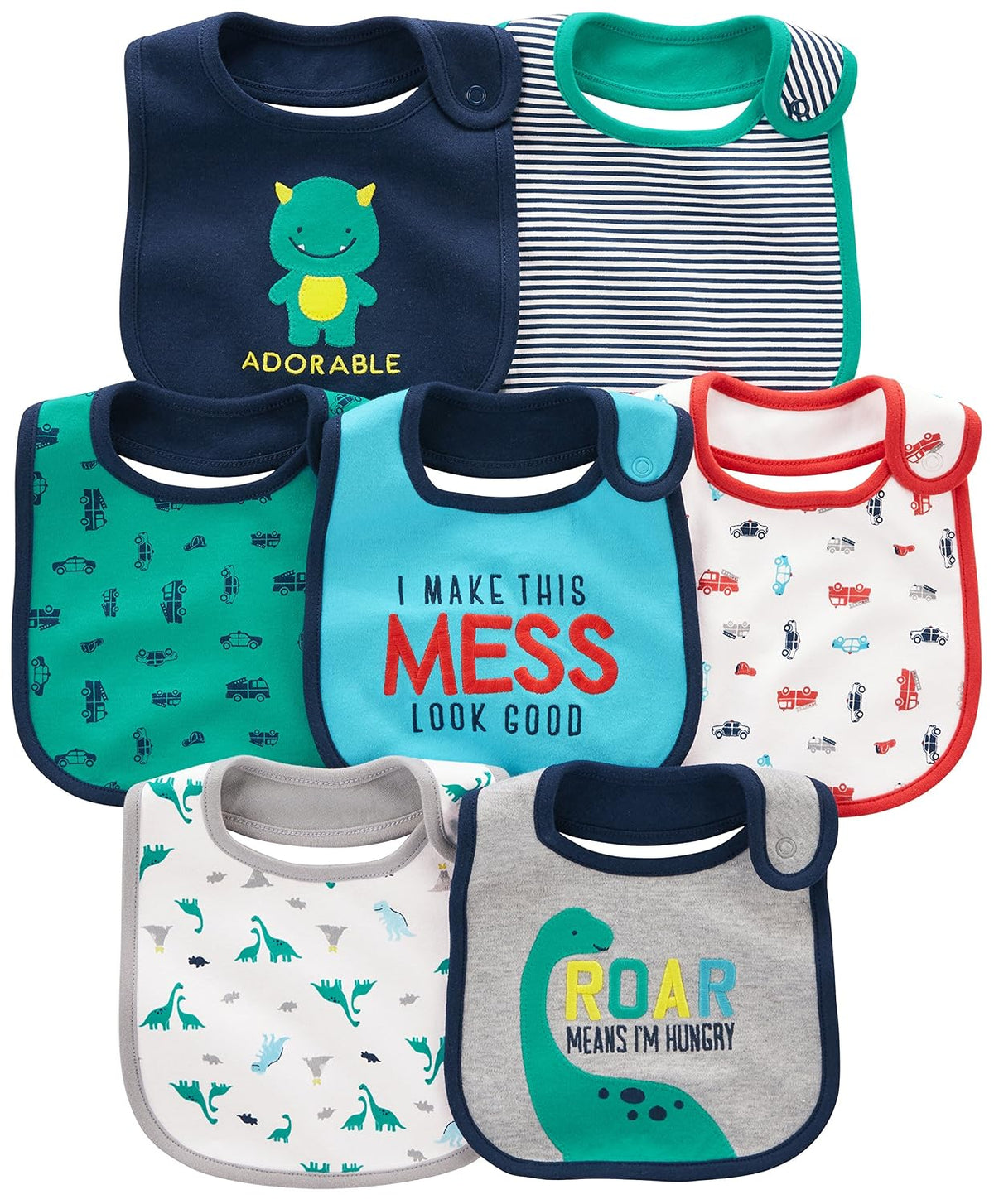 Simple Joys Baby Boy's 7 pack teething bib Accessory, Blue, One Size
