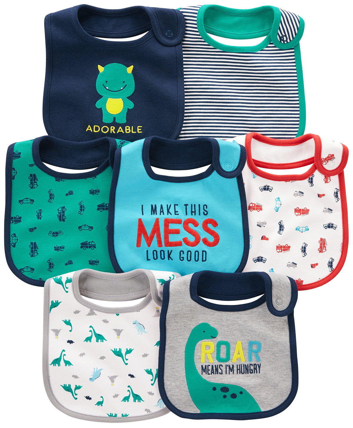 Simple Joys Baby Boy's 7 pack teething bib Accessory, Blue, One Size