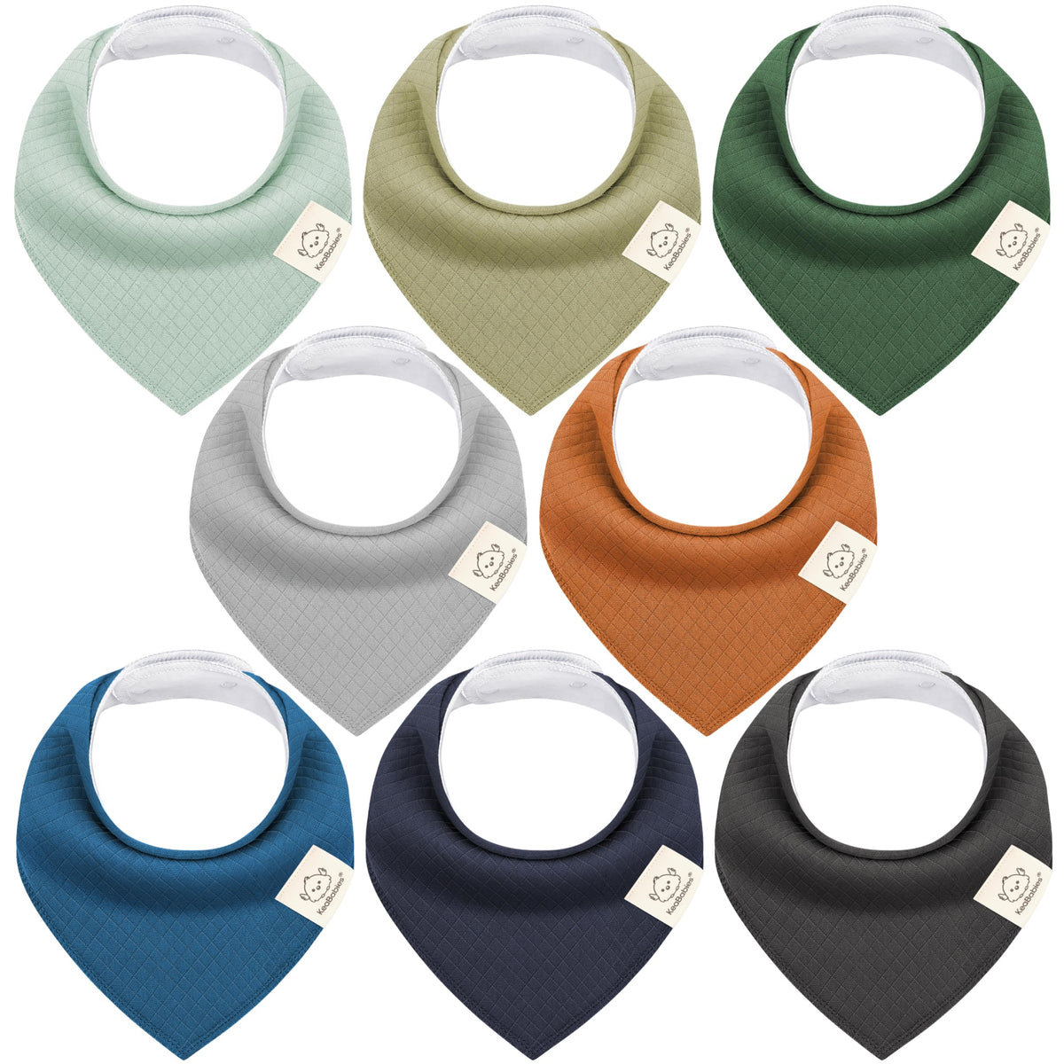 8pk Organic Baby Bandana Bibs for Drooling and Teething (Muted Pastel)