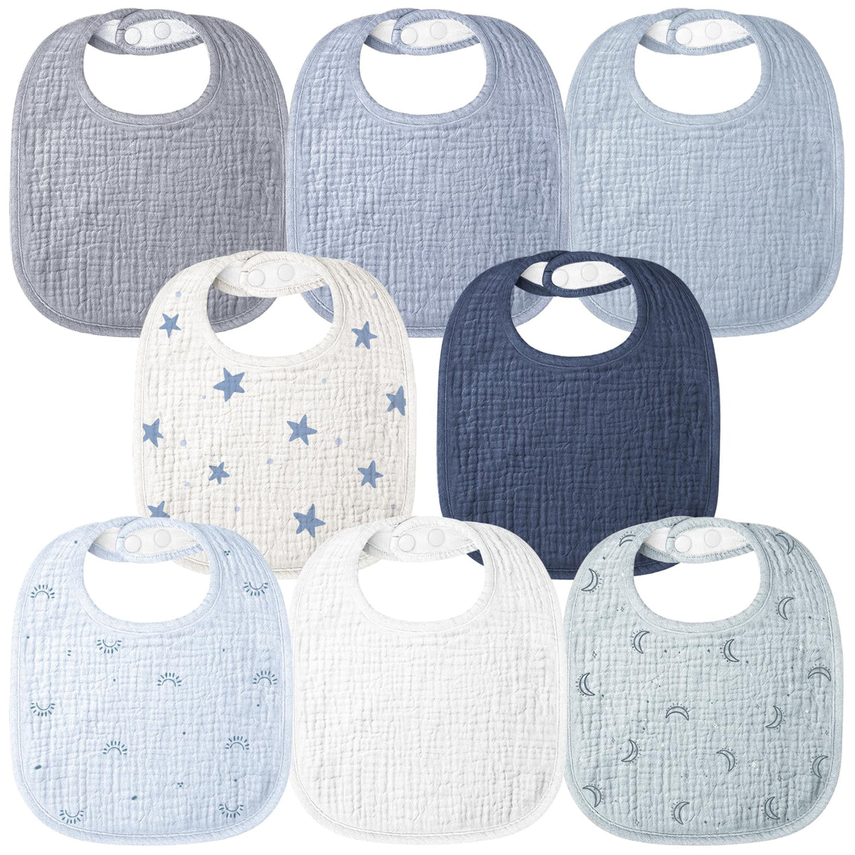 Bearmoss Baby Bibs for Drooling and Teething 100% Cotton Muslin Bibs