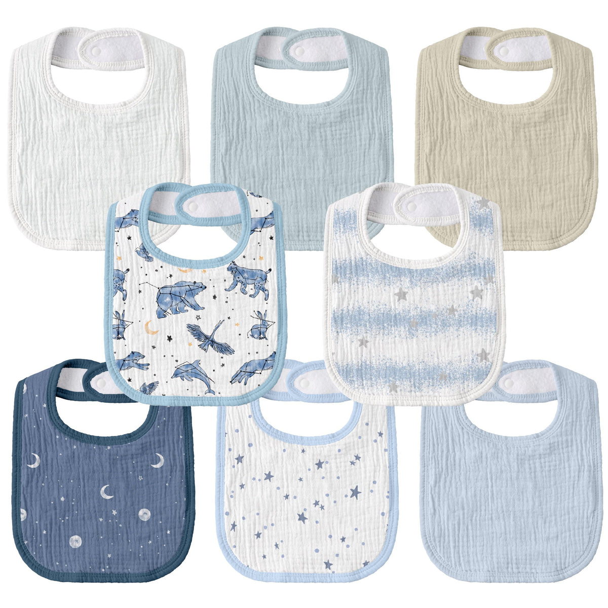 Muslin Bibs for Baby Boy, Adjustable Fit for Drooling and Teething Toddler