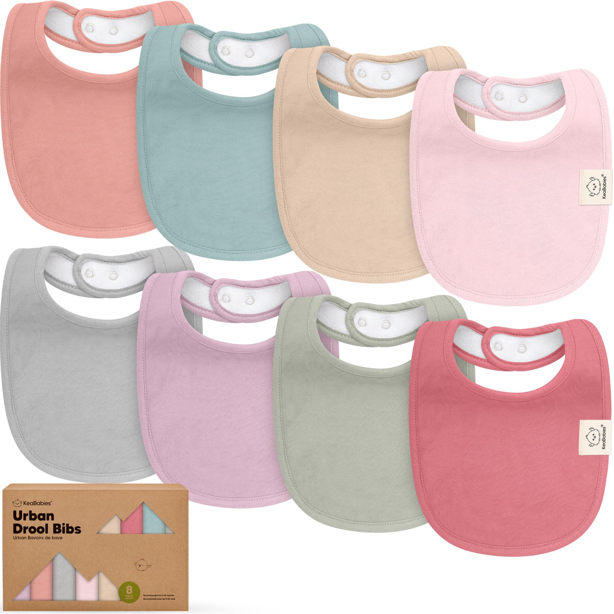 KeaBabies 8-Pack Organic Baby Bibs for Drooling and Teething (Sweet Charm)
