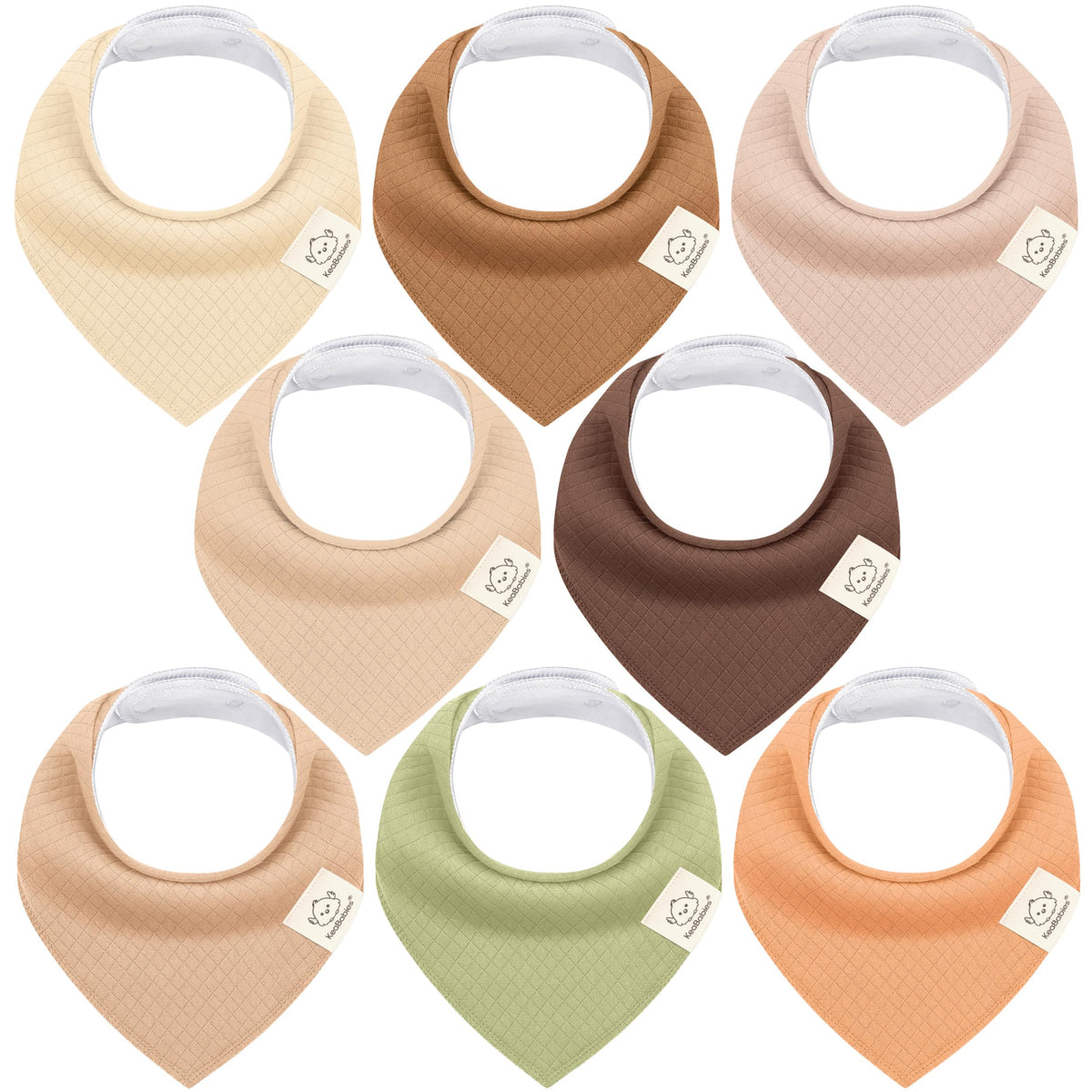 8pk Organic Baby Bandana Bibs for Drooling and Teething (Muted Pastel)